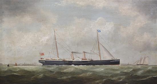 George Mears (1865-1910) The Paddlesteamer SS Avelon (off the South Coast), 20 x 36in.